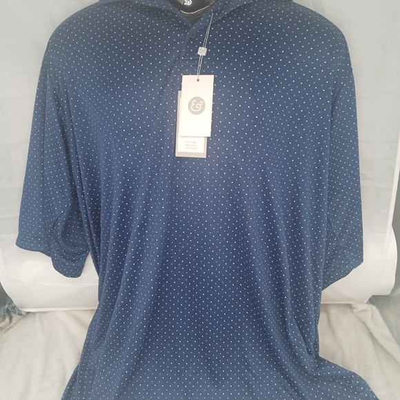 Men's Navy Polka Dot Shirt - Picture 1 of 4
